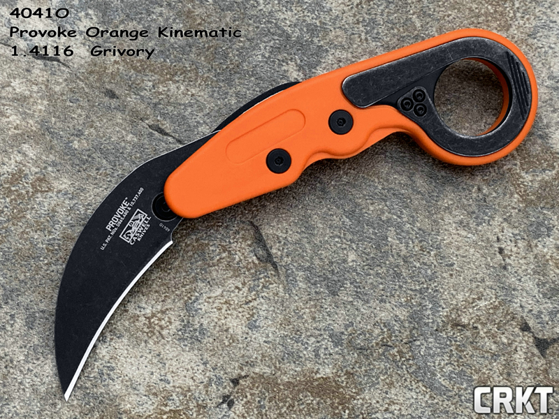 CRKT 哥伦比亚河 4041O PROVOKE™ Joe Caswell设计 1.4116刃材黑色石洗 橘色Grivory手柄 变形机械爪刀（现货）